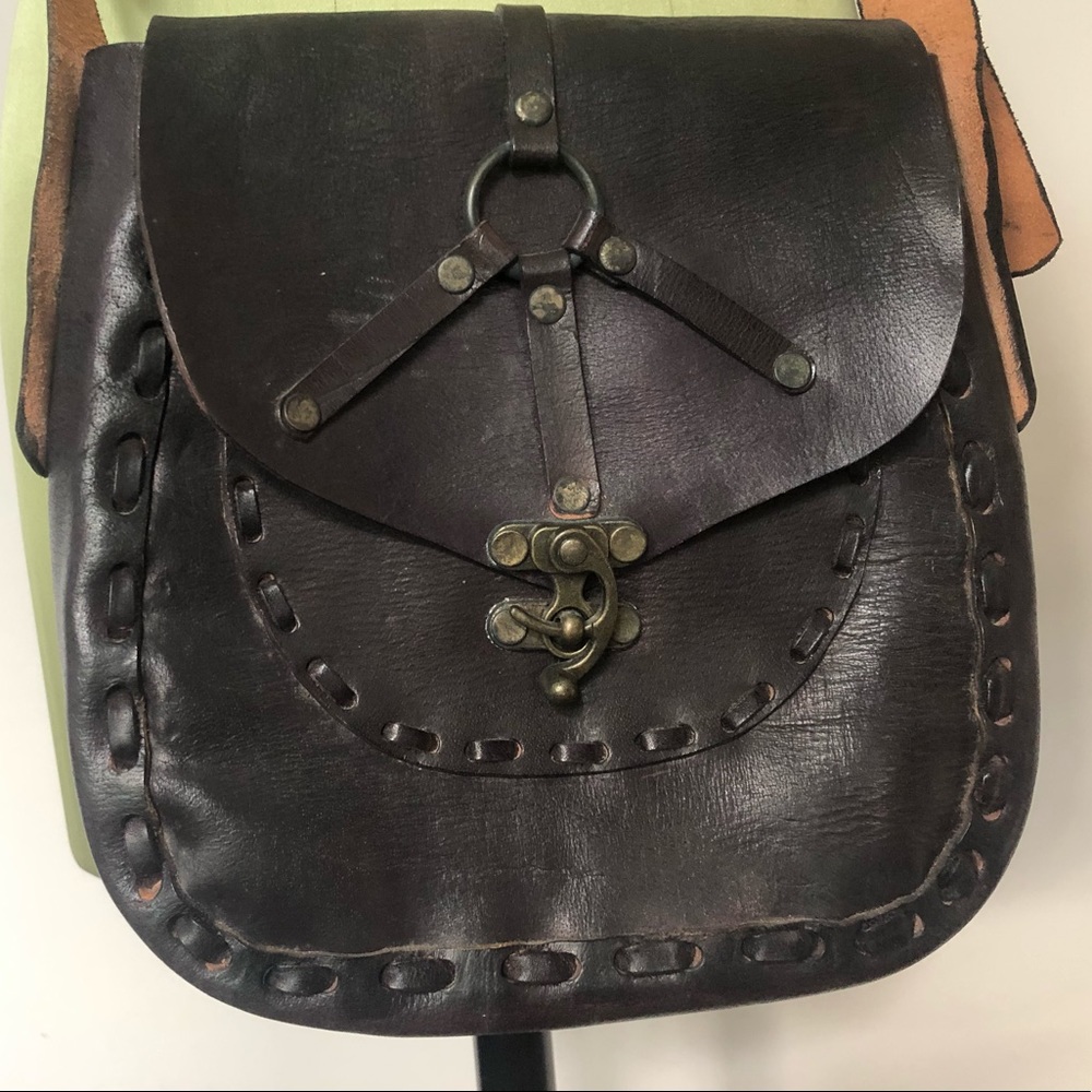 Crossbody leather bag. Hand made in Thailand.
